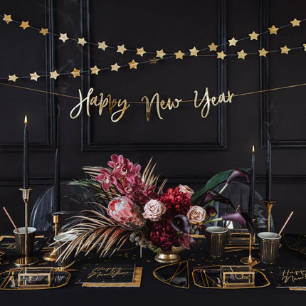 Happy New Year Servetten Zwart 33cm 20st van Partydeco koop je bij Partywinkel