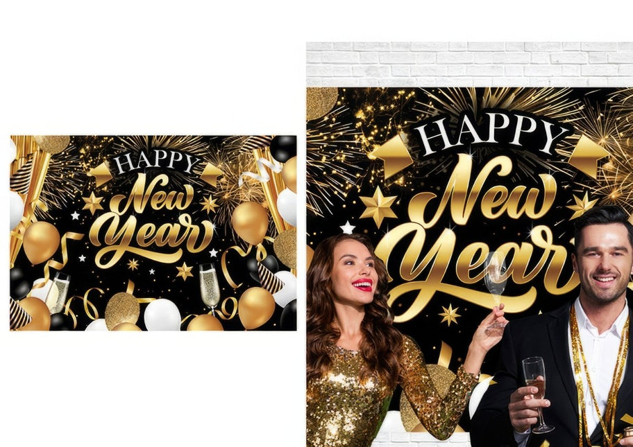 Happy New Year Wanddecoratie 2,2m van Fiestas Guirca koop je bij Partywinkel
