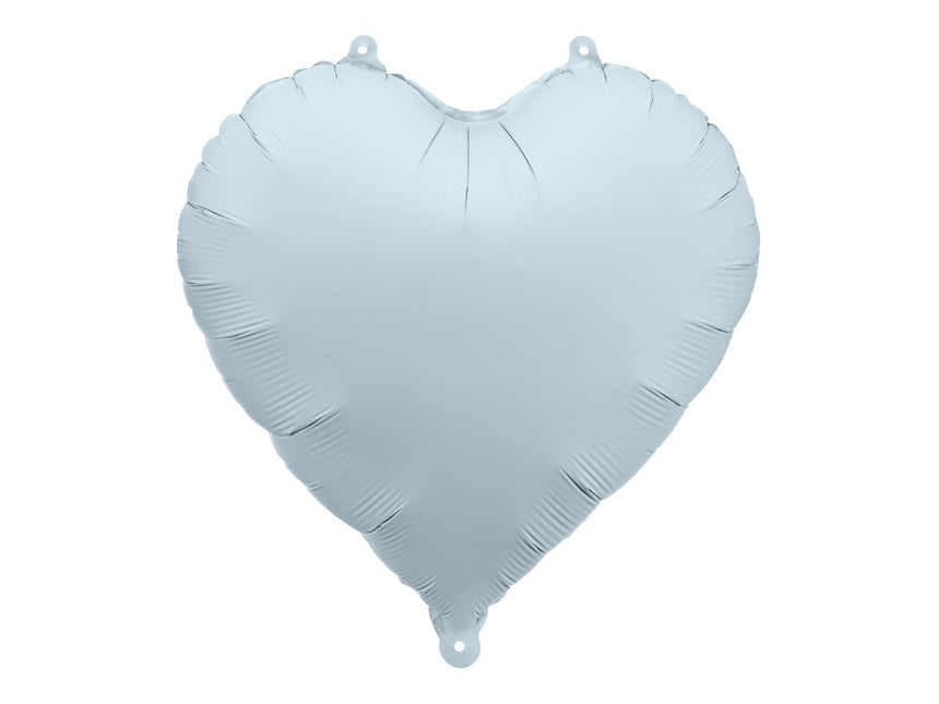 Hart Helium Ballon Misty Blauw Leeg 45cm van Partydeco koop je bij Partywinkel