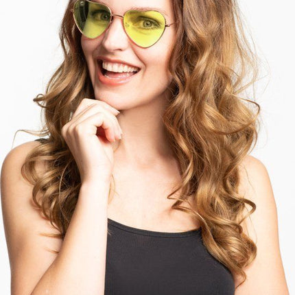 Hartjes Bril Geel Love van Partychimp koop je bij Partywinkel