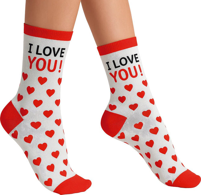 Hartjes Sokken Wit Rood Volwassenen van Fiestas Guirca koop je bij Partywinkel