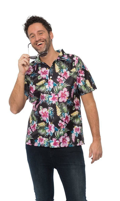 Hawai Shirt Zwart van Partychimp koop je bij Partywinkel