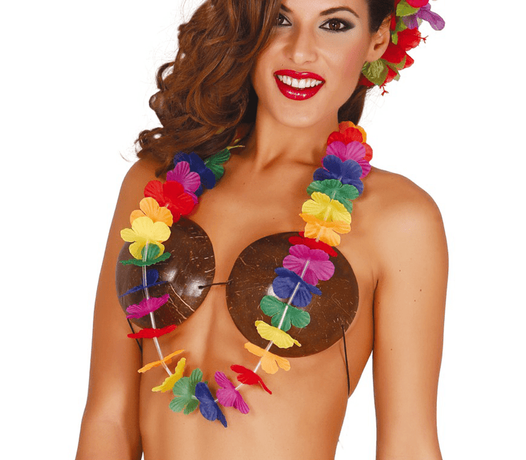 Hawaii Ketting Gekleurd 50cm van Fiestas Guirca koop je bij Partywinkel