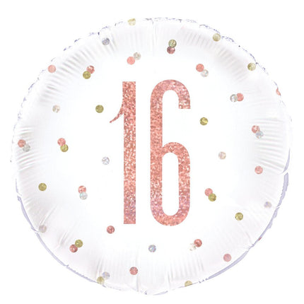 Helium Ballon 16 Jaar Rose Goud 45cm leeg van Unique koop je bij Partywinkel