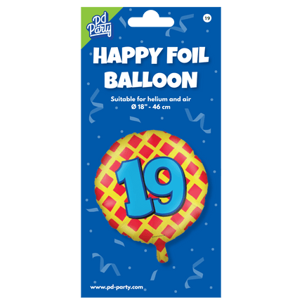 Helium Ballon 19 Jaar Gekleurd Leeg 46cm van Paper Dreams koop je bij Partywinkel