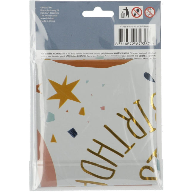 Helium Ballon 1St Birthday Regenboog Leeg 45cm van Folat koop je bij Partywinkel