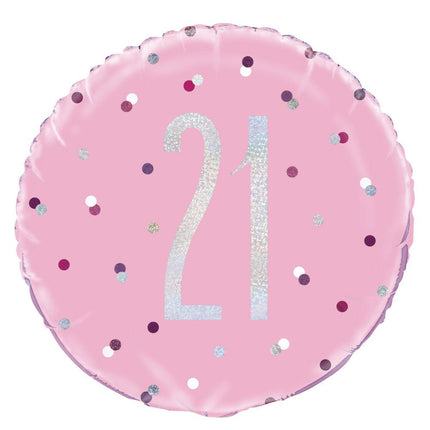 Helium Ballon 21 Jaar Roze 45cm leeg van Unique koop je bij Partywinkel