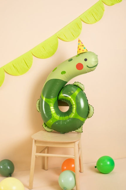 Helium Ballon 6 Jaar Schildpad Leeg 86cm van Partydeco koop je bij Partywinkel