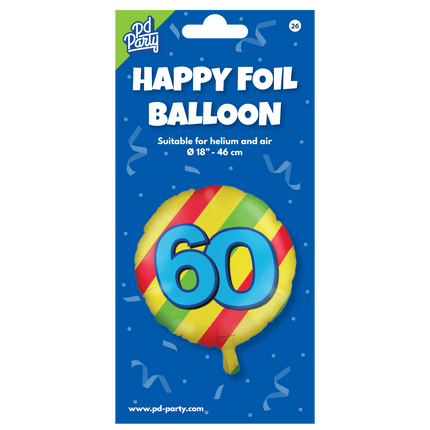 Helium Ballon 60 Jaar Gekleurd Leeg 46cm van Paper Dreams koop je bij Partywinkel