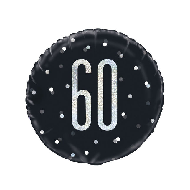 Helium Ballon 60 Jaar Zwart 45cm leeg van Unique koop je bij Partywinkel