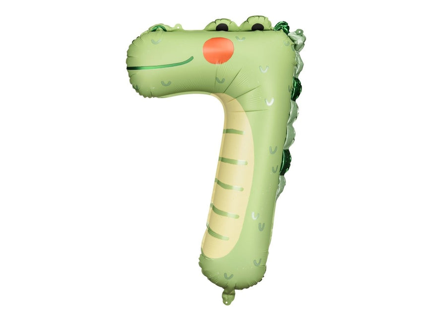 Helium Ballon 7 Jaar Krokodil Leeg 73cm van Partydeco koop je bij Partywinkel