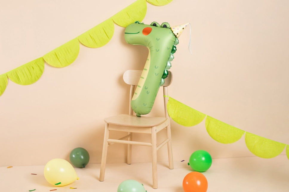 Helium Ballon 7 Jaar Krokodil Leeg 73cm van Partydeco koop je bij Partywinkel