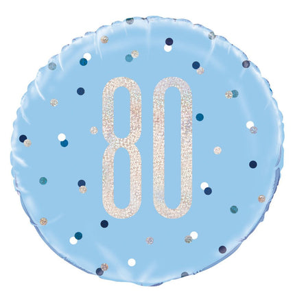Helium Ballon 80 Jaar Blauw 45cm leeg van Unique koop je bij Partywinkel