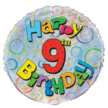 Helium Ballon 9 Jaar Glitters 45cm leeg van Unique koop je bij Partywinkel