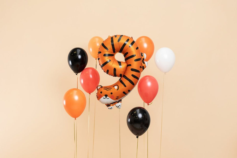 Helium Ballon 9 Jaar Tijger Leeg 76cm van Partydeco koop je bij Partywinkel