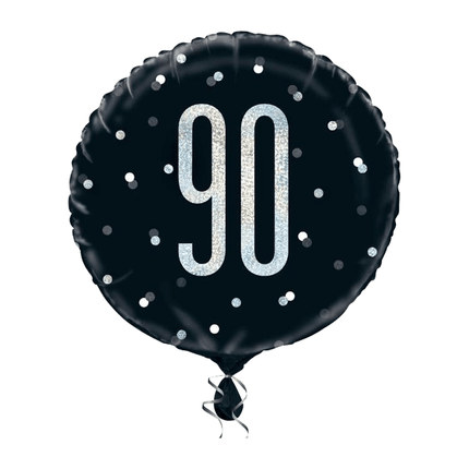 Helium Ballon 90 Jaar Zwart 45cm leeg van Unique koop je bij Partywinkel
