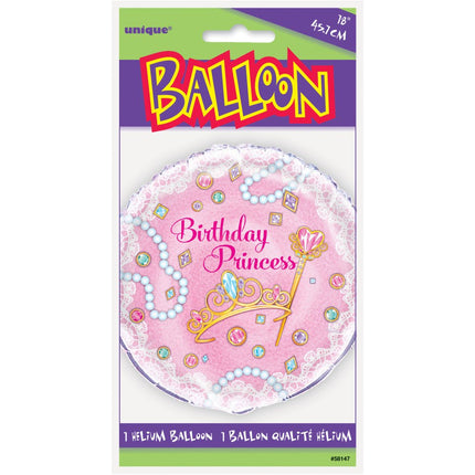 Helium Ballon Birthday Princess Roze 45cm leeg van Unique koop je bij Partywinkel