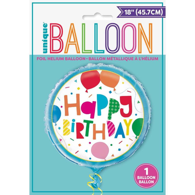 Helium Ballon Happy birthday Ballonnen Wit 45cm leeg van Unique koop je bij Partywinkel
