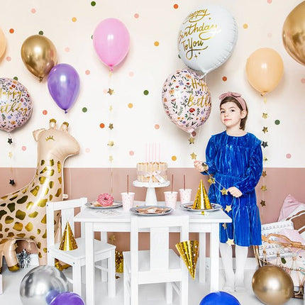 Helium Ballon Happy Birthday Bloemen Roze Leeg 45cm van Partydeco koop je bij Partywinkel