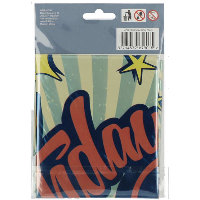 Helium Ballon Happy Birthday Retro Sterren Leeg 45cm van Folat koop je bij Partywinkel