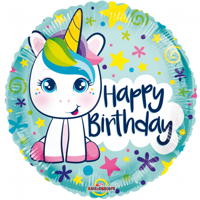 Helium Ballon Happy Birthday Unicorn 45cm leeg van WeFiesta koop je bij Partywinkel