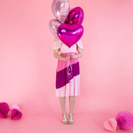 Helium Ballon Hart Fuchsia Leeg 45cm van Partydeco koop je bij Partywinkel
