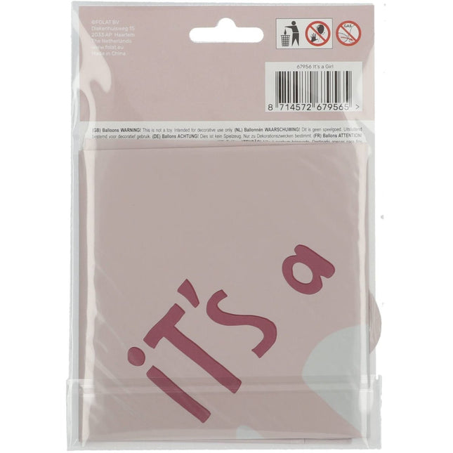 Helium Ballon Hart It'S A Girl Roze Leeg 45cm van Folat koop je bij Partywinkel