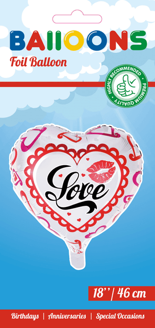 Helium Ballon Hart Love Kiss 45cm leeg van WeFiesta koop je bij Partywinkel