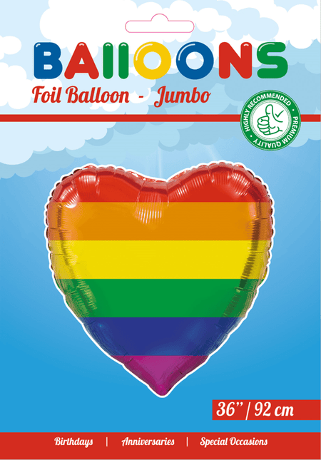 Helium Ballon Hart Regenboog XL Leeg 92cm van WeFiesta koop je bij Partywinkel