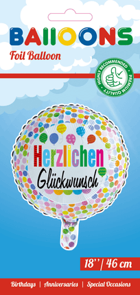 Helium Ballon Herzlichen Gl√ºckwunsch Confetti 45cm leeg van WeFiesta koop je bij Partywinkel