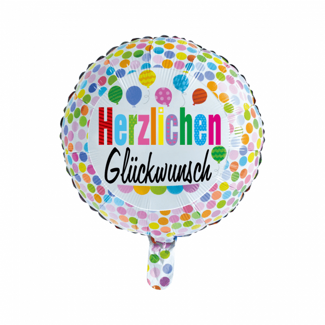 Helium Ballon Herzlichen Gl√ºckwunsch Confetti 45cm leeg van WeFiesta koop je bij Partywinkel