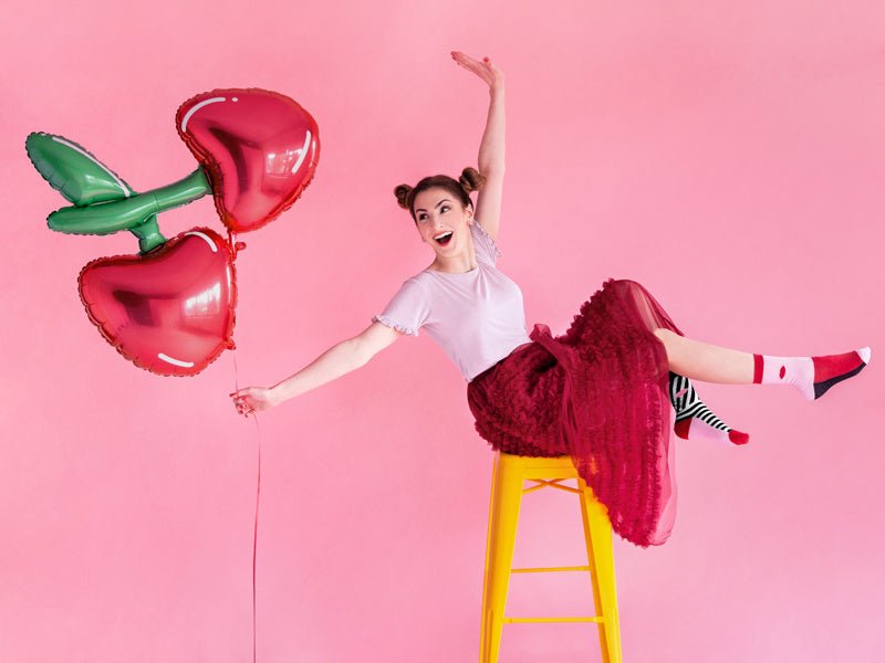 Helium Ballon Kersen Leeg 88cm van Partydeco koop je bij Partywinkel