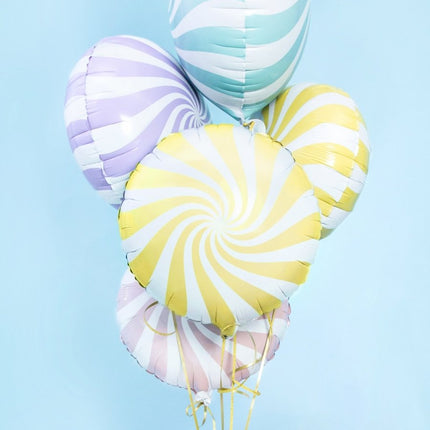 Helium Ballon Lichtgeel Swirl 45cm leeg van Partydeco koop je bij Partywinkel