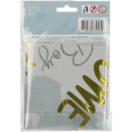 Helium Ballon Welcome Baby Boy Blauw Leeg 45cm van Folat koop je bij Partywinkel