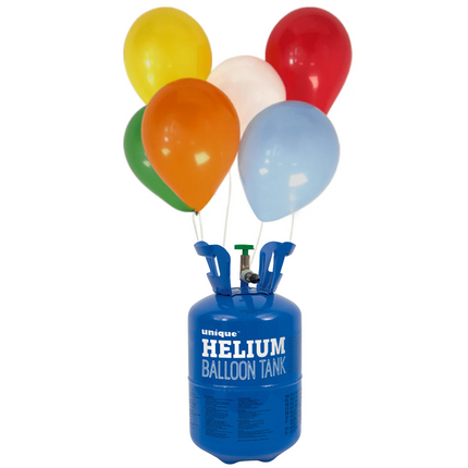 Réservoir d'hélium avec 30 ballons et ruban