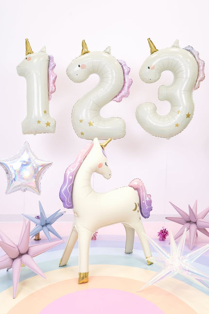 Heliumballon 2 jaar Unicorn, 93cm, mix van Partydeco koop je bij Partywinkel
