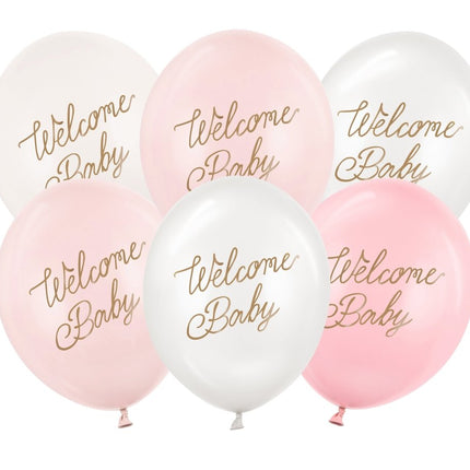 Hello Baby Ballonnen Roze 30cm 6st van Partydeco koop je bij Partywinkel