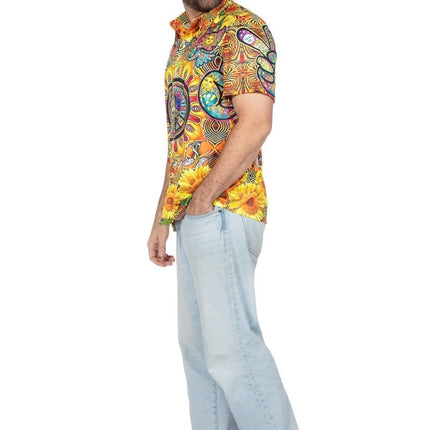 Hippie 60S Blouse Heren Zonnebloem van Wilbers & Wilbers koop je bij Partywinkel