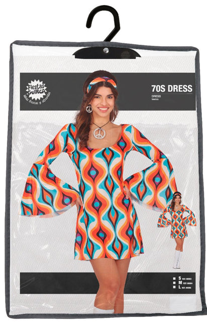 Hippie 60S Kostuum Blauw Oranje Dames - Partywinkel - 8434077860632
