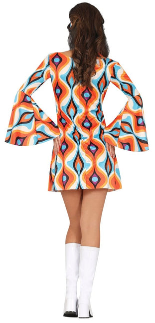 Hippie 60S Kostuum Blauw Oranje Dames - Partywinkel - 8434077860632
