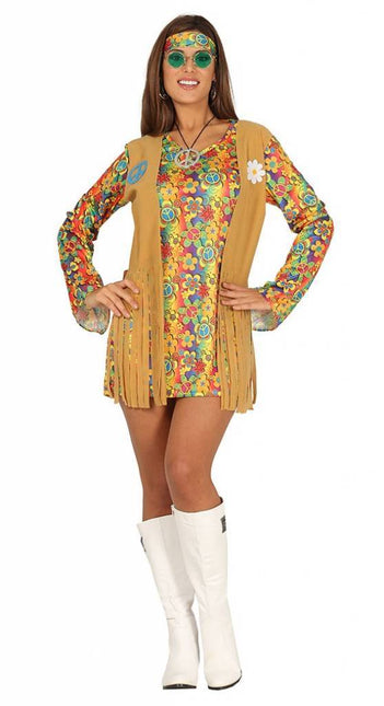 Hippie 60S Kostuum Bruin Dames van Fiestas Guirca koop je bij Partywinkel