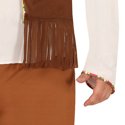 Hippie 60S Kostuum Bruin Wit Heren van Fiestas Guirca koop je bij Partywinkel