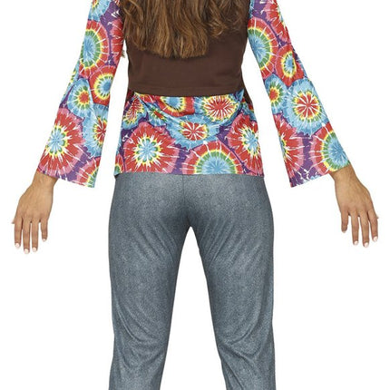 Hippie 60S Kostuum Gekleurd Dames Met Bruin Vest van Fiestas Guirca koop je bij Partywinkel