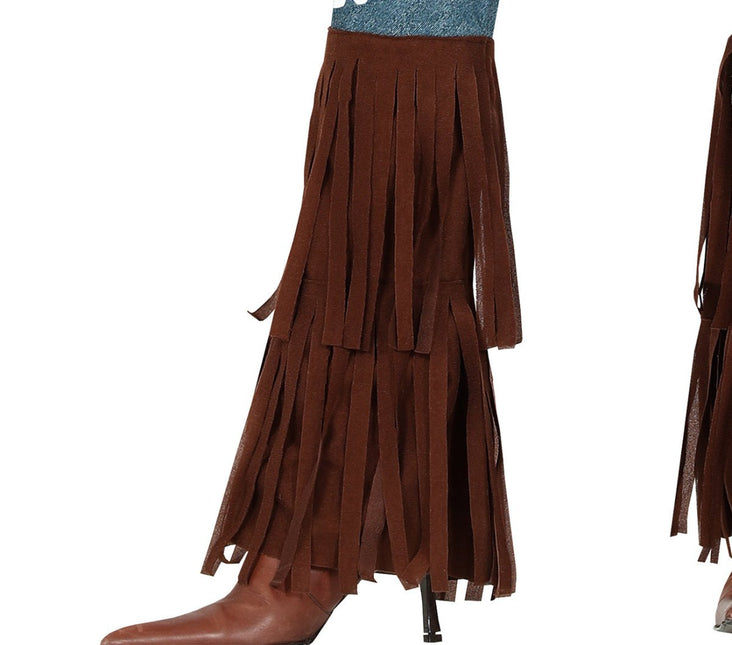 Hippie 60S Kostuum Gekleurd Dames Met Bruin Vest van Fiestas Guirca koop je bij Partywinkel