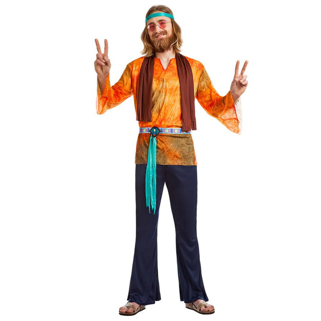 Hippie 60S Kostuum Oranje Heren van Boland koop je bij Partywinkel