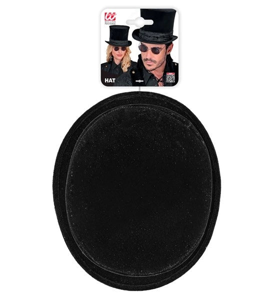 HOGE HOED FLUWEEL MET BAND ZWART 16 CM van Widmann koop je bij Partywinkel