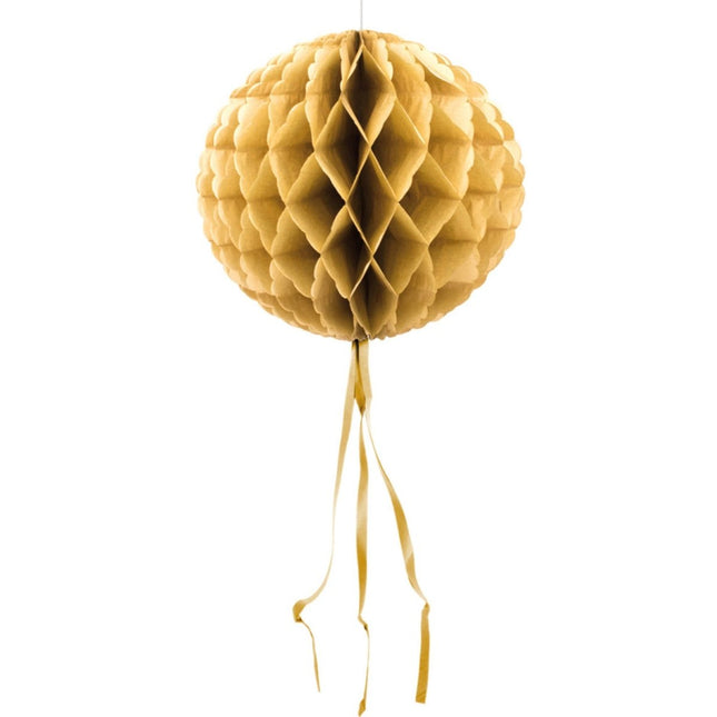Honeycomb Bal Goud 30cm van Folat koop je bij Partywinkel