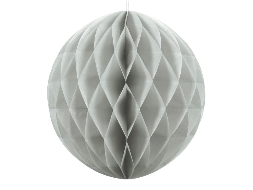 Honeycomb Bal Lichtgrijs 30cm van Partydeco koop je bij Partywinkel