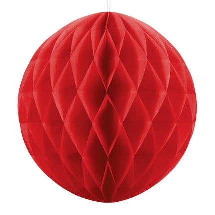 Honeycomb Bal Rood 20cm van Partydeco koop je bij Partywinkel