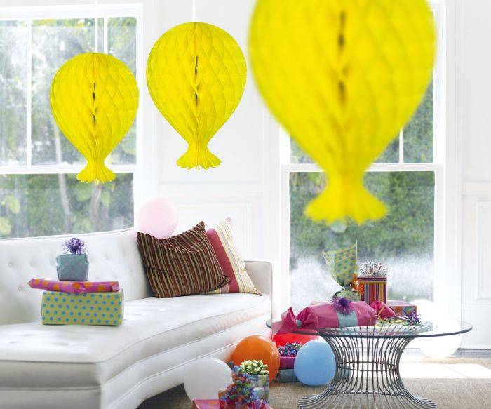 Honeycomb Ballon Geel 37cm van Folat koop je bij Partywinkel